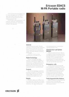 Буклет Ericsson EDACS M-PA Portable radio, 55-230, Баград.рф
